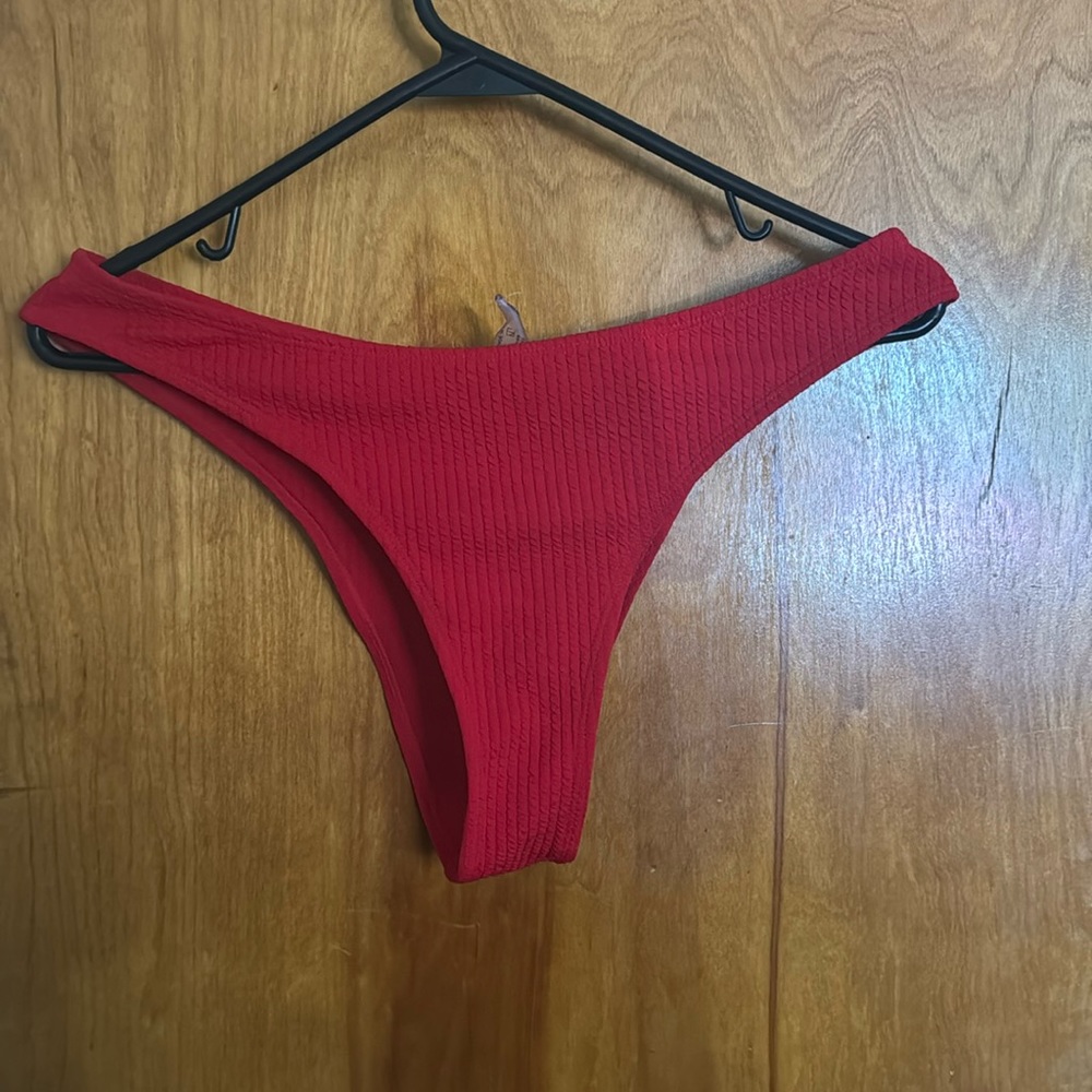 shein red ribbed bikini bottoms large